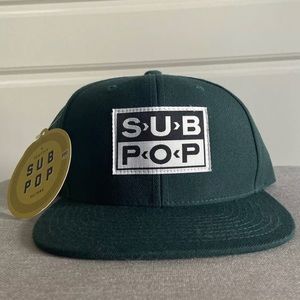SUB POP RECORDS GREEN FLAG LOGO HAT w/ tags - Snapback Cap Yupoong The Classics